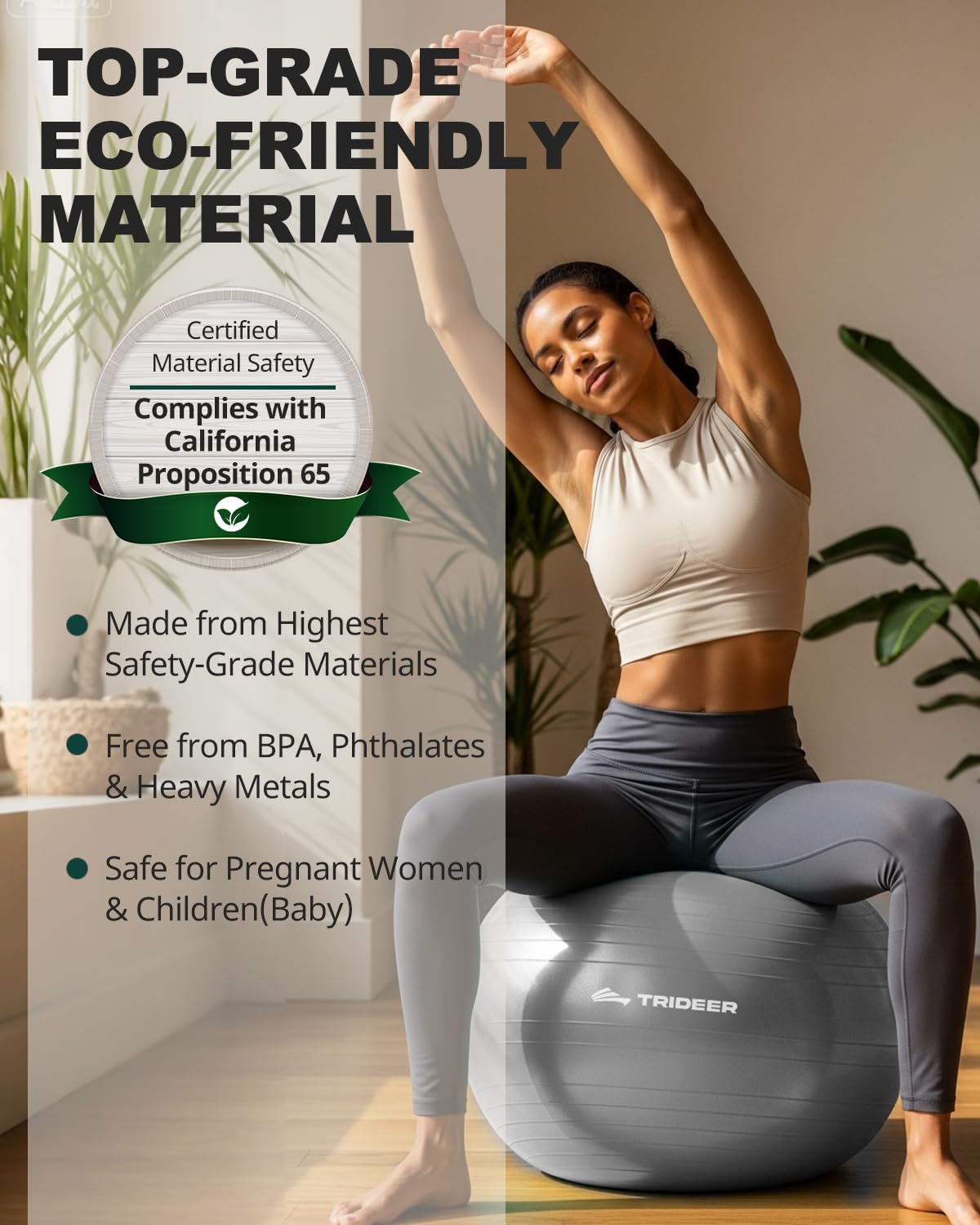 Trideer Exercise Ball Yoga Ball,Office Seating & Balance Ball Chair, Stability Ball for Pilates, Physical Therapy,Core Training & Balance Improvement & Stretching