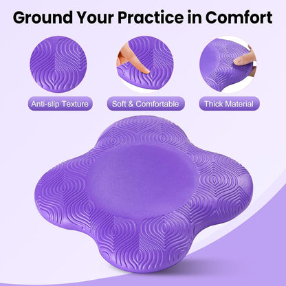 2 Pack Yoga Knee Pads Mat Set - Extra Thick Foam Kneeling Pad Cushion for Knees, Elbows, Wrists, Head - Yoga Essentials for Women Men, Non-Slip Pilates, Meditation, Floor Workouts