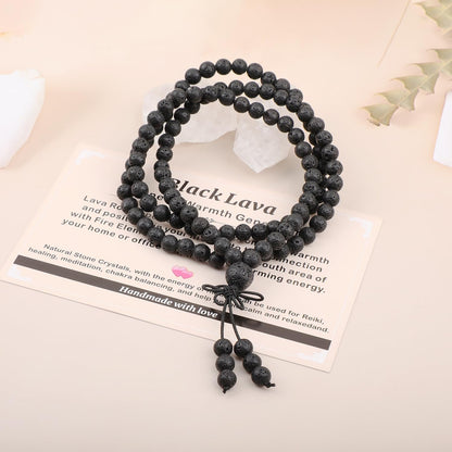 AD Beads 6mm 8mm 108 Prayer Mala Jasper Elastic Bracelet - Handmade Yoga Meditation Healing Power Energy Gifts for Unisex Adult.