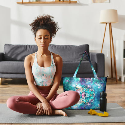 Yoga Bag for Women, Large Canvas Yoga Mat Tote Bag with Yoga Mat Carrier - Large Mat Pocket Fitness Tote for Pilates, Gym, Travel, Office & Beach