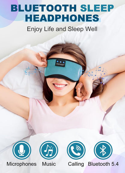 TOPOINT Sleep Mask with Headphones Bluetooth 5.4 Wireless, Sleep Headphones Earphones Earbuds with Microphone HD Speakers Music, Blackout Eye Mask for Sleeping Travel Meditation Men Women Cool Gadgets