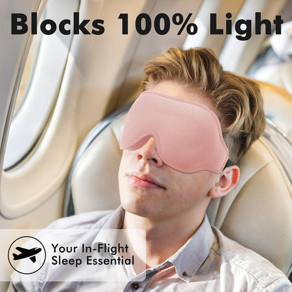 Sleep Eye Mask for Men Women, Sleeping Mask for Side Sleeper, Travel Blackout Night Blindfold Eye Shade Cover with Adjustable Strap (Black)