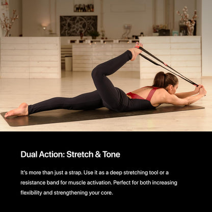 YOGA-EVO Elastic Stretching Strap with Loops for Physical Therapy - Stretch & Activate Muscles - Increase Mobility & Recovery - Soft Cotton & Spandex - Includes Carrying Pouch & Video Exercises