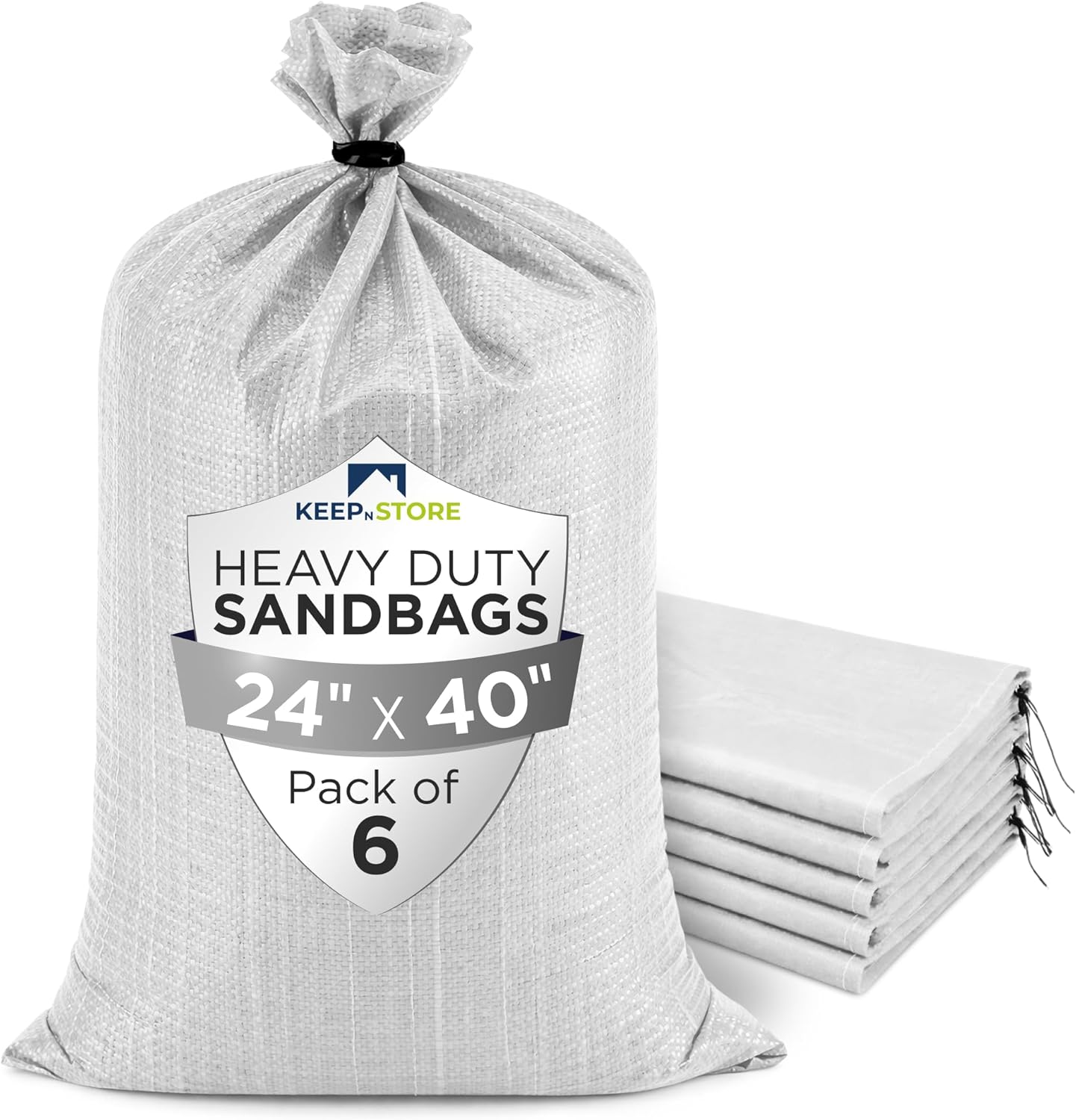 Heavy Duty Sand Bags Pack of 3, White Empty Sandbags with Built-In Ties, Woven Polypropylene UV Protection 1600 Hours, Fillable Sand Bags for Flood Control, Weight, 10x14 inches, 15 Pounds Volume