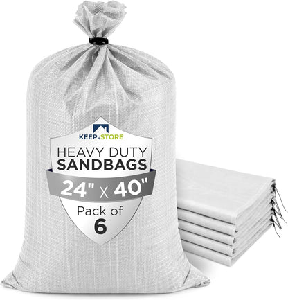 Heavy Duty Sand Bags Pack of 3, White Empty Sandbags with Built-In Ties, Woven Polypropylene UV Protection 1600 Hours, Fillable Sand Bags for Flood Control, Weight, 10x14 inches, 15 Pounds Volume