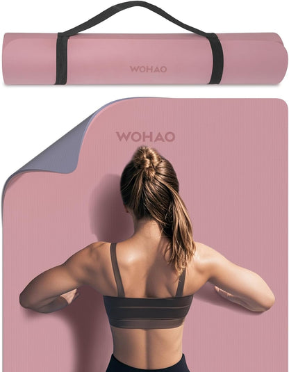 Extra Thick 8mm Yoga Mat, 72"x28" Non Slip Exercise Mat, Reversible 2-Sided Dual Color Premium POE Material, with Carrying Strap for Yoga, Pilates, Home Gym
