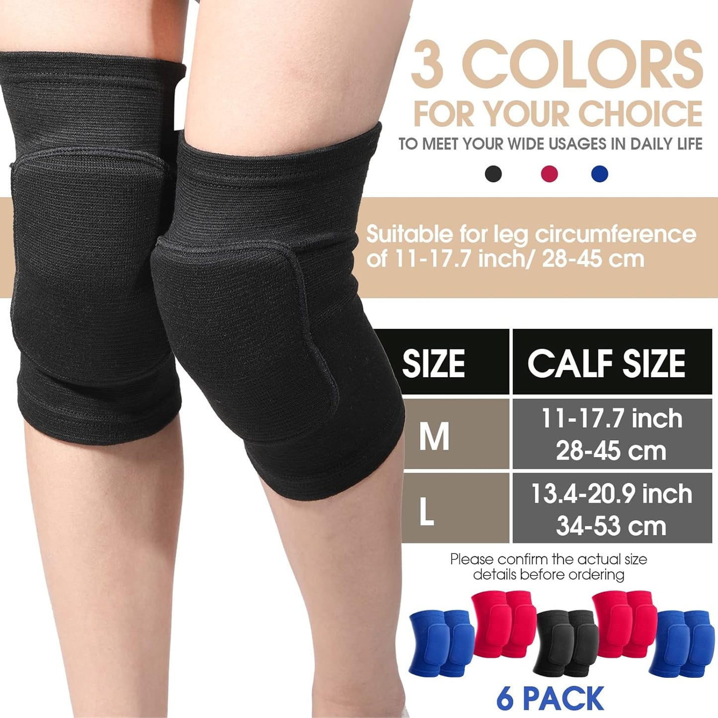 Lenwen 12 Pairs Volleyball Knee Pads for Dancers Soft Breathable Knee Braces for Men Women Football Soccer Yoga Skating Wrestling Running Cycling(Medium,Classic Color)