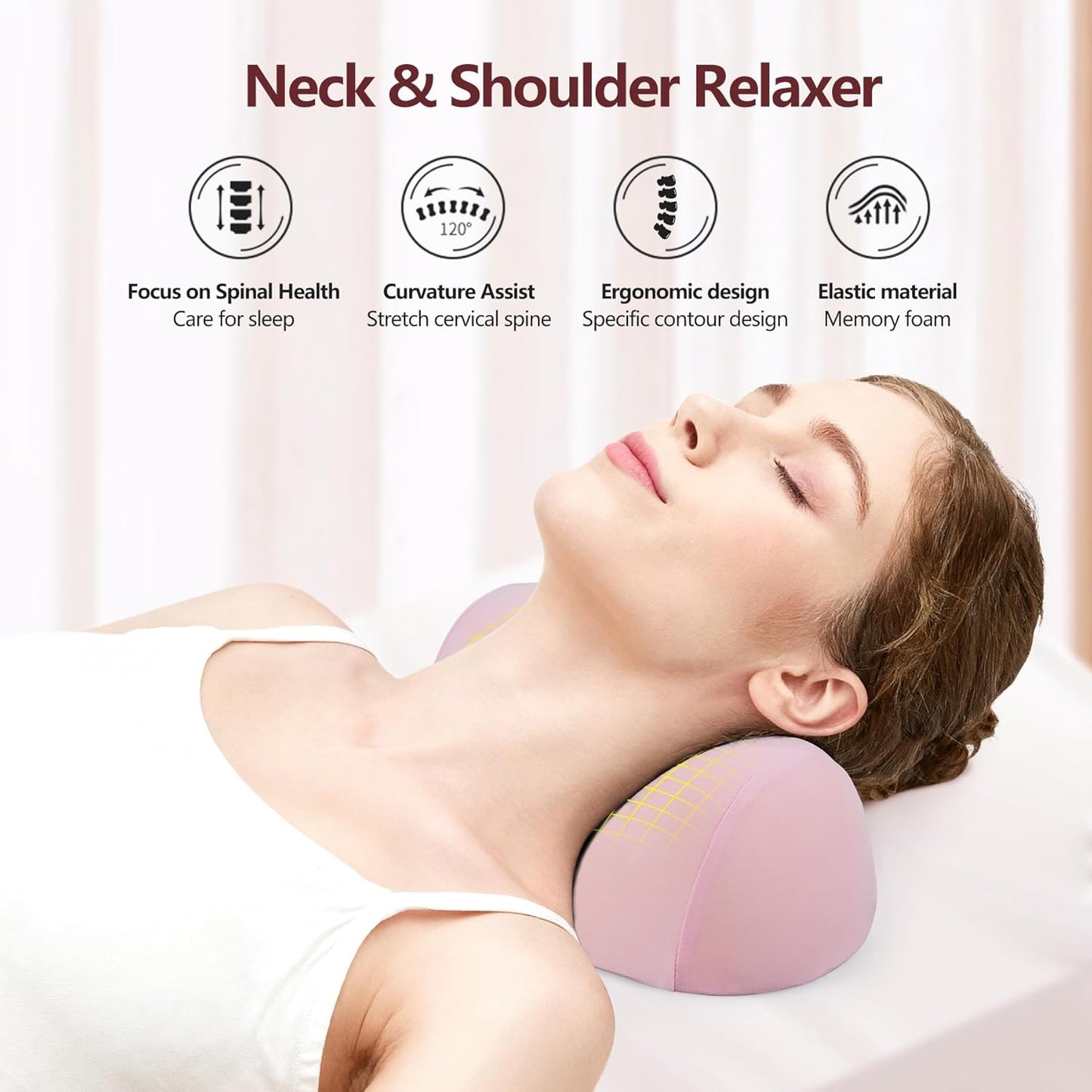 ComfortLife Small Neck Stretcher Pillow for Pain Relief, Medium Soft Cervical Traction Device Neck Mild Support Pillow Foam Cervical Neck Pillow for Tension Muscle Relax Relief (Grey)