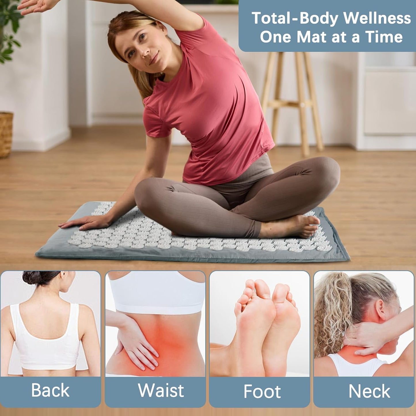 AICNLY Acupuncture Heating Mat – Acupressure & Heat Therapy Pad for Back Pain Relief, Muscle Relaxation, Stress Reduction & Improved Circulation