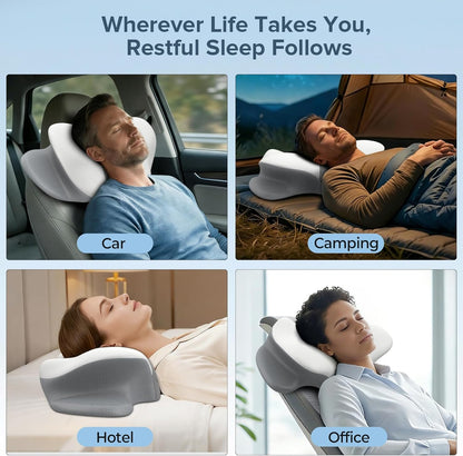 beslovo Cervical Neck Pillow for Pain Relief, Ergonomic Side Sleeper Pillow, Orthopedic Neck Support Contour Memory Foam Pillow for Side Back Stomach Sleepers, Ideal for Office Travel (Grey&White)
