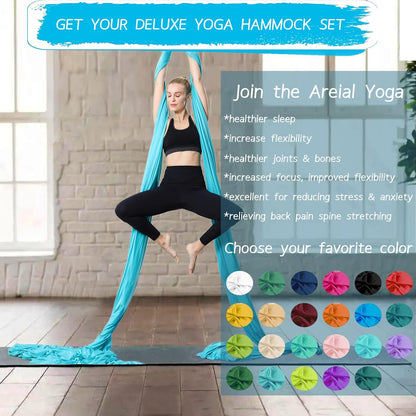 11 Yards Aerial Silks Yoga Swing Set - Aerial Yoga Hammock Kit Anti-Gravity Flying for Fitness, Low/Non Stretch Nylon Tricot Fabric Hardware Included for Dance