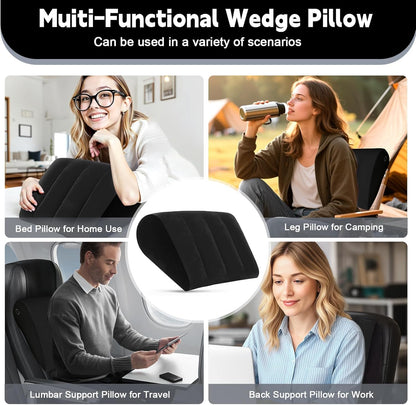 TheClover Portable Inflatable Wedge Pillow Cushion - 2 Pack Body Positioners Foldable Wedge Pillow for Sleeping,Back,Travel,Bed,Leg Elevation with Fast Inflation Deflation(Grey)