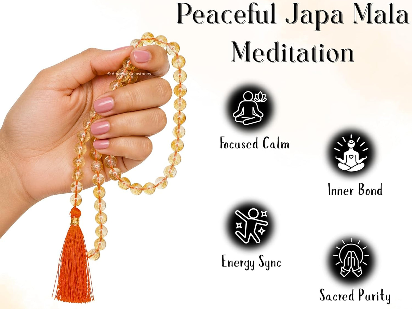 Amazing Gemstone 108 Beads Handmade Mala (Knotted, Rudraksha) - Colors B