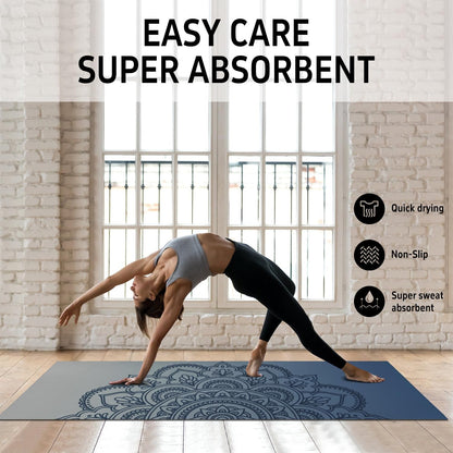 Hot Yoga Mat Towel with Corner Pockets Yoga Towels for Hot Yoga Non Slip with Travel Bag Sweat Absorbent Yoga Blankets Mat Cover for Workout Gym 70"x26" (Mountain-01, 70x26)