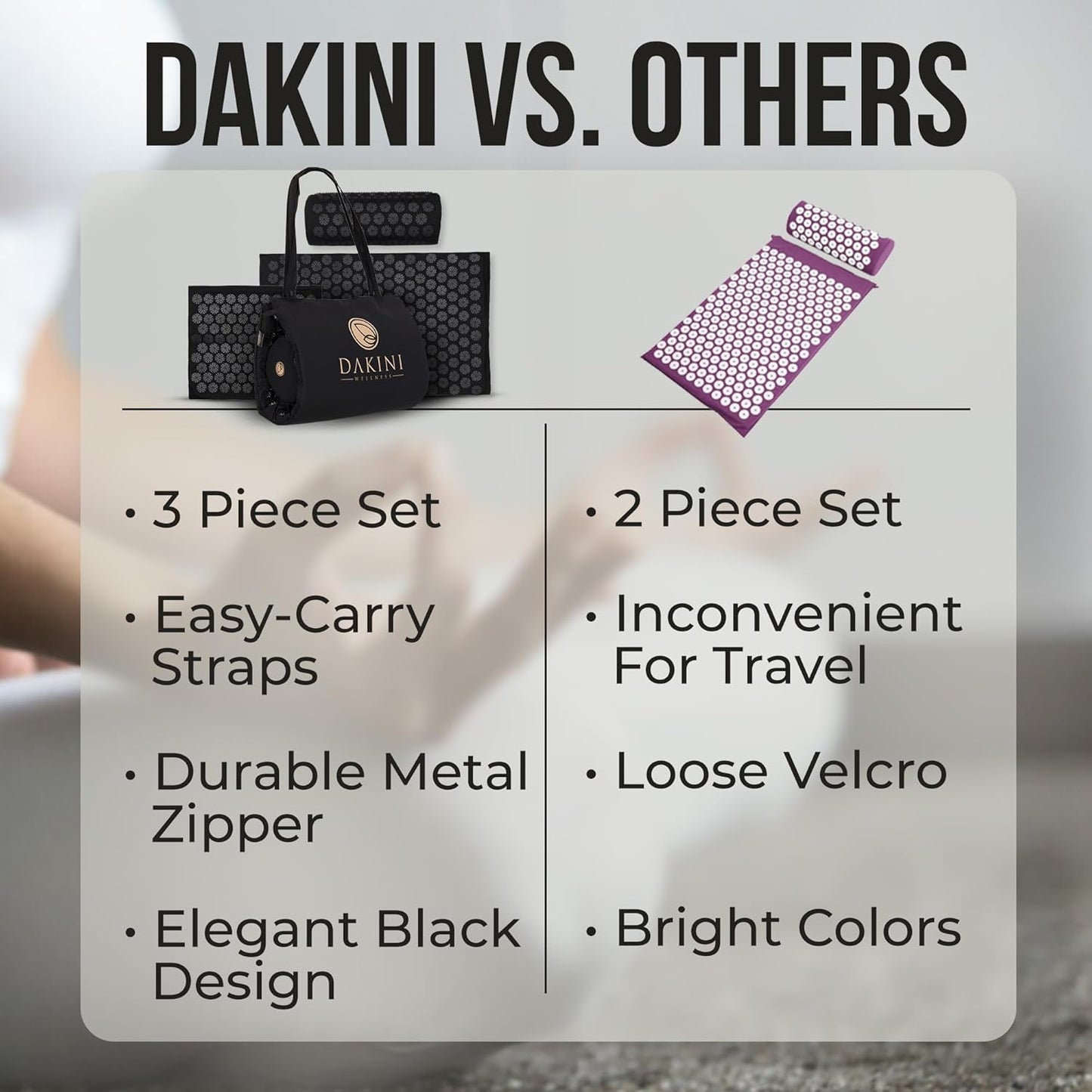 Dakini Acupressure Mat and Pillow Set with Mini Pad - Acupuncture Mat Full Body Pain Relief