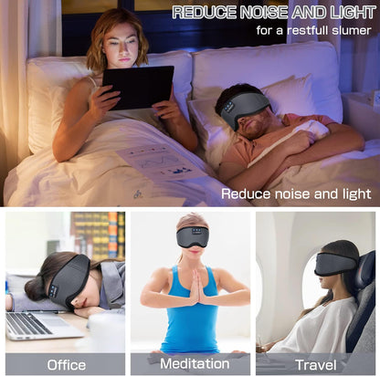 LC-dolida Sleep Headphones, 3D Sleep Mask Bluetooth Wireless Music Eye Mask, Sleeping Headphones for Side Sleepers Sleep Mask with Bluetooth Headphones Ultra-Thin Stereo Speakers Perfect for Sleeping