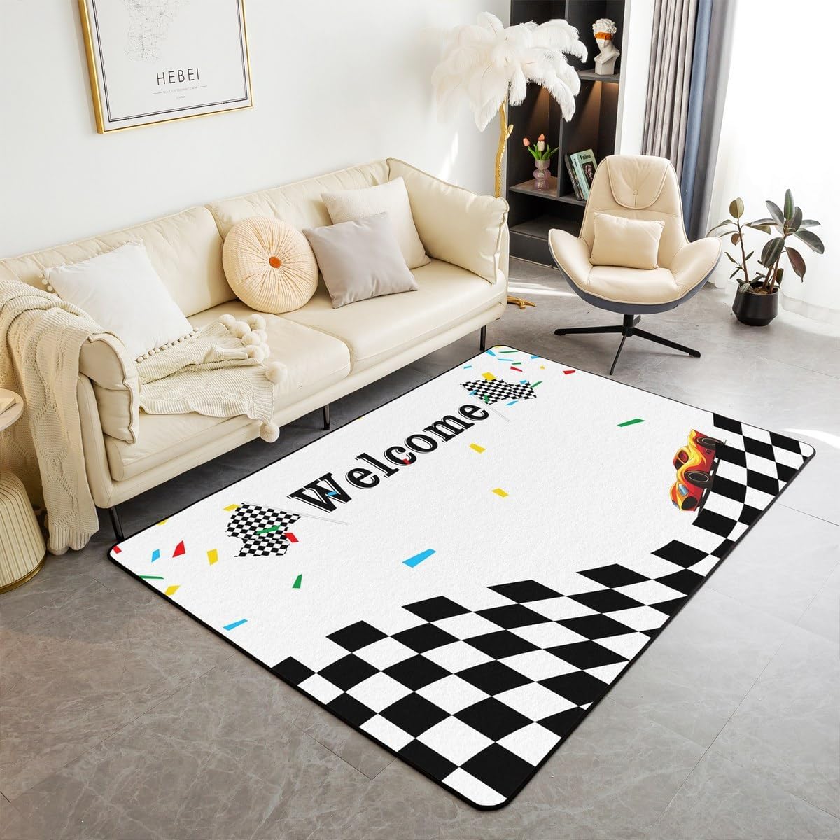 jejeloiu Basketball Living Room Rugs for Bedroom 5x7 Kids Gaming Sports Decor Carpet for Boys Girls Teens Ball Games Area Rug Soft Gift for Basketball Lover Grey and Black Room Decor