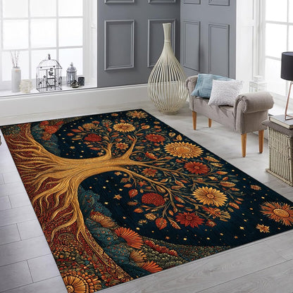 Tree of Life Area Rug – Bohemian Mandala Carpet for Living Room, Bedroom, Meditation Space, Yoga, Spiritual Home Décor – Large Soft Floor Mat for Indoor Decoration (TOL08)