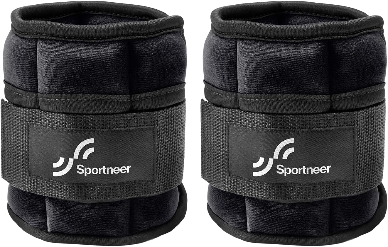 Sportneer Adjustable Ankle Weights Set - 1 Pair (2-10 lbs) Removable Sandbags for Women & Men, Comfortable Neoprene Leg Weights for Walking, Running, Pilates, Yoga, Home Workout & Physical Therapy