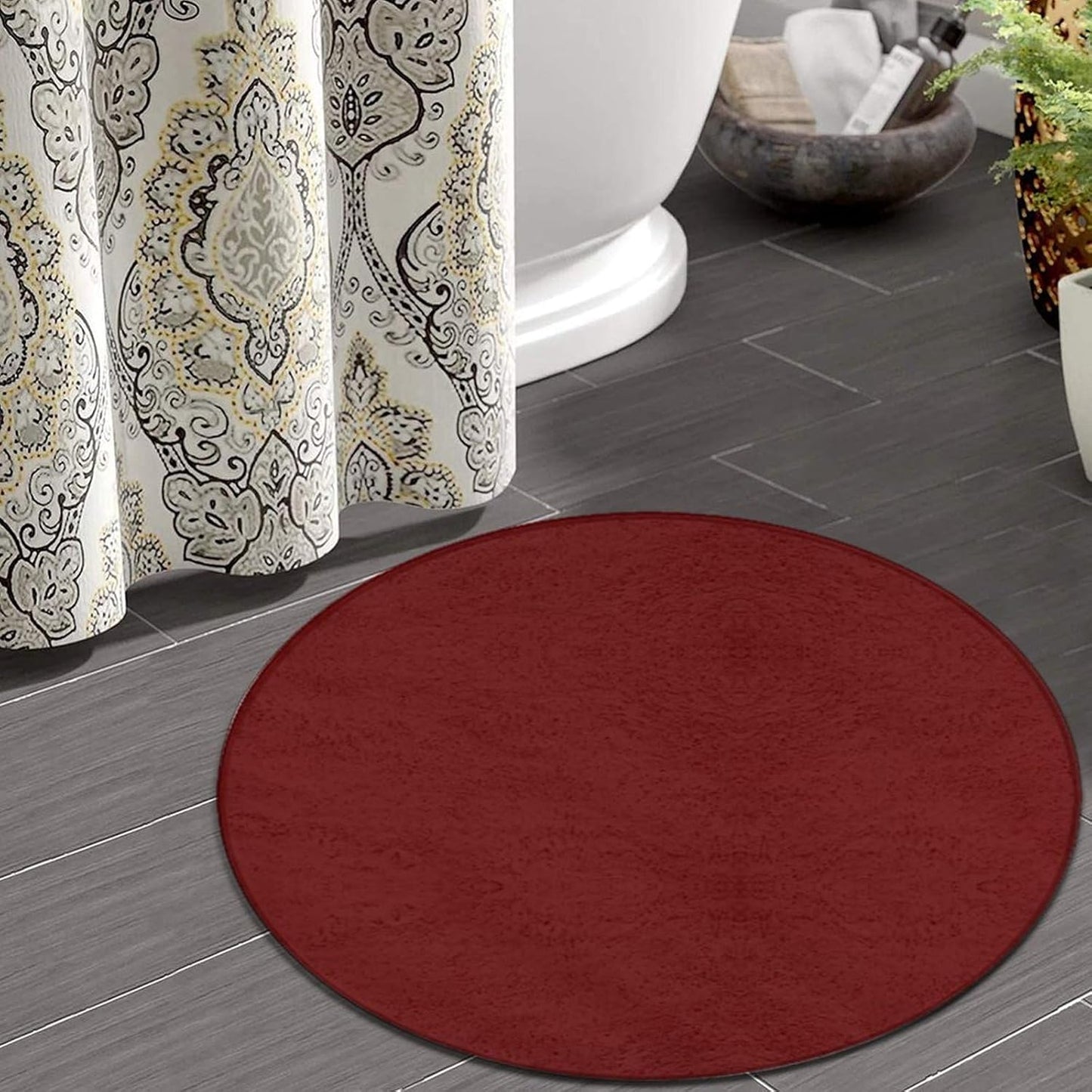 Machine Washable Modern Round Area Rug, Room Sofa Yoga Soft Round Carpet, Home Decor Non Slip Kitchen Office Circle Rug Grey, 24inch