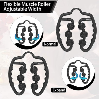 Cellulite Massage Tool, Anti-Cellulite Roller- Lymphatic Drainage Massager - Muscle Roller, Deep Fascia Massage, Dimpled Skin Removal, Legs/Thighs/Buttocks, Smooth Skin (14 Wheel - Blue)