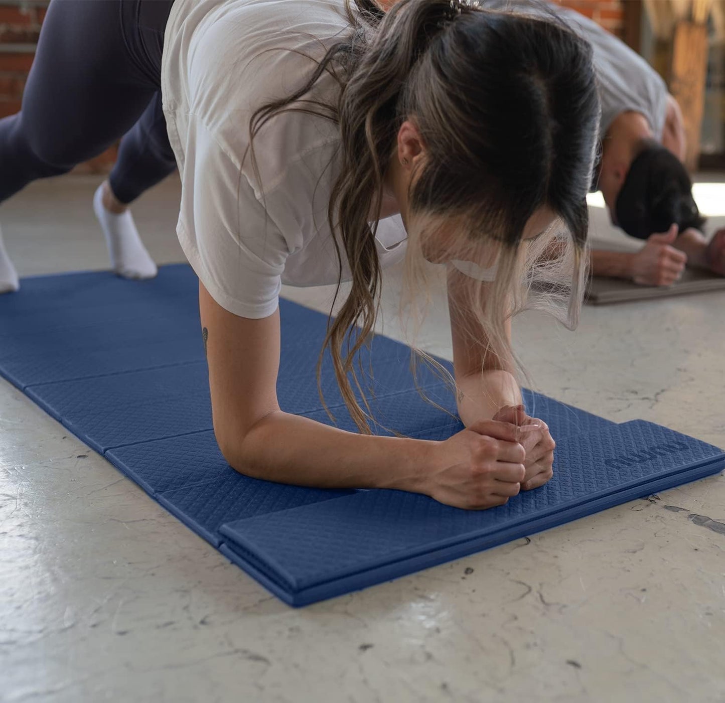 Numu Foldable Yoga Mat with Yoga Carrying Strap - Nonslip, Lightweight, and Portable 1/4” Inch Thick Workout Exercise Mat - Perfect for Easy Storage and Travel