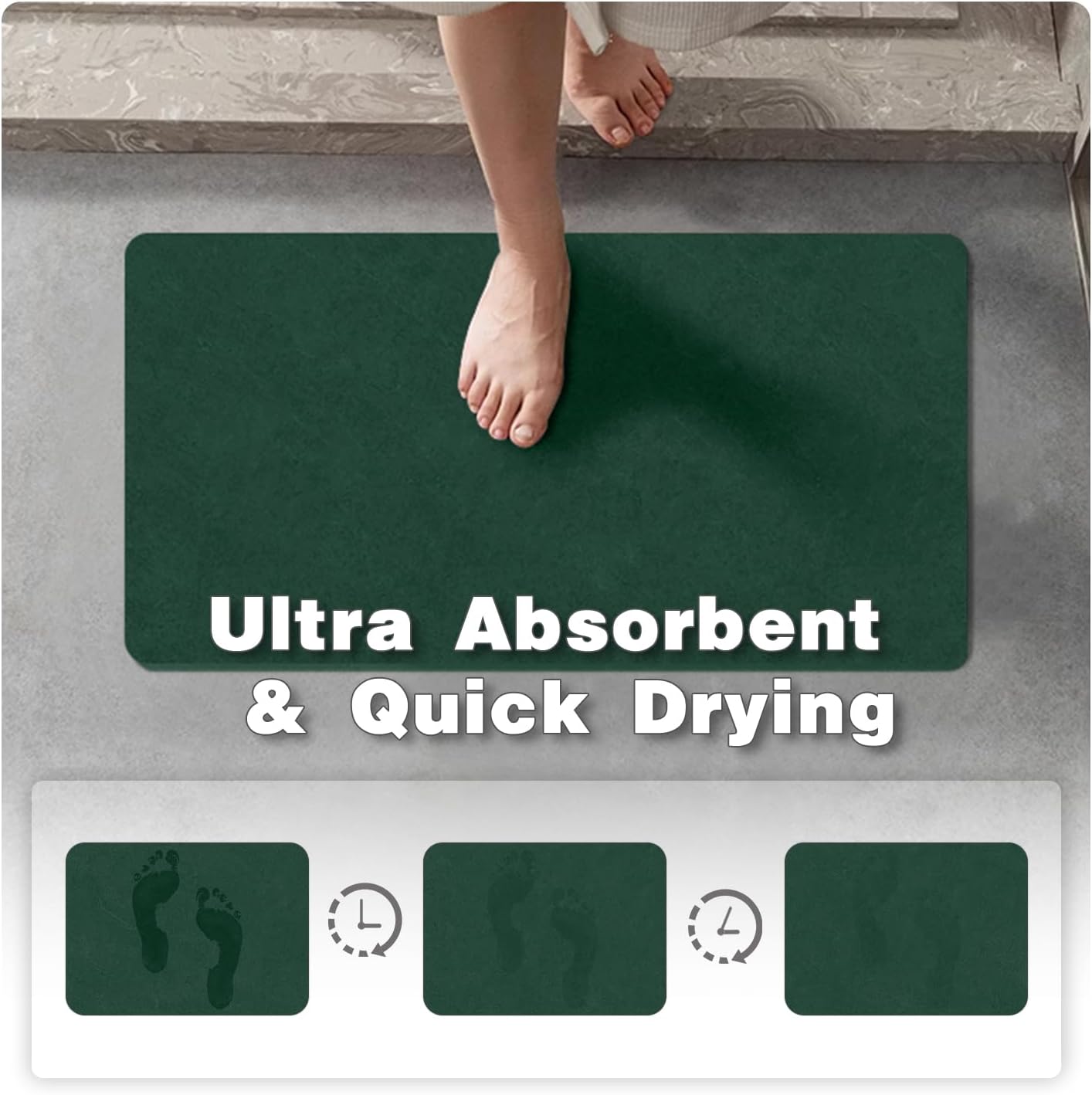 TYUU Bath Mat, Bathroom Rugs Non Slip Washable Thin Absorbent Quick Dry Bath Mat Fits Under Door Bathroom Floor Mat Perfect for Bath, Shower, or Sink 24"x36" Dark Grey