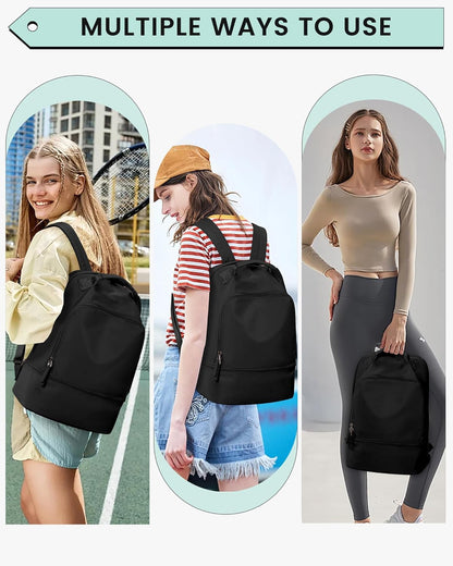 Gym Backpack for Women Men,Cheer bag,Lightweight Gym Bag with Shoe Compartment, Waterproof Sports Backpack with Wet Pocket, Black