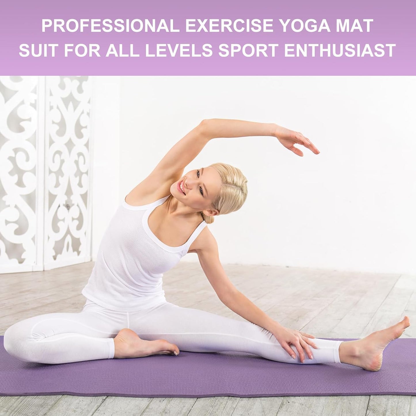 3 mm Thick Yoga Mat Bulk, Non Slip Exercise Workout Fitness Pad for Women Men, Gym Home Yoga Pilates, Easy to Clean, Sturdy PVC