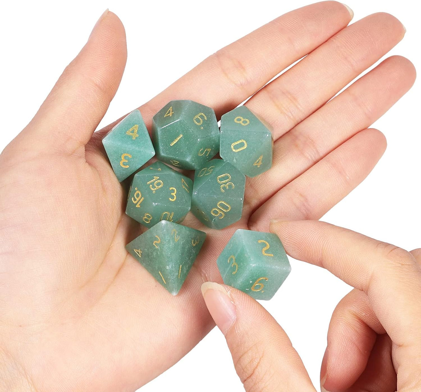 mookaitedecor 7 PCS Blue Howlite Turquoise Crystal Polyhedral DND Dice Set, Polished Tumbled Stones Dices for RPG MTG Table Games Home Decoration