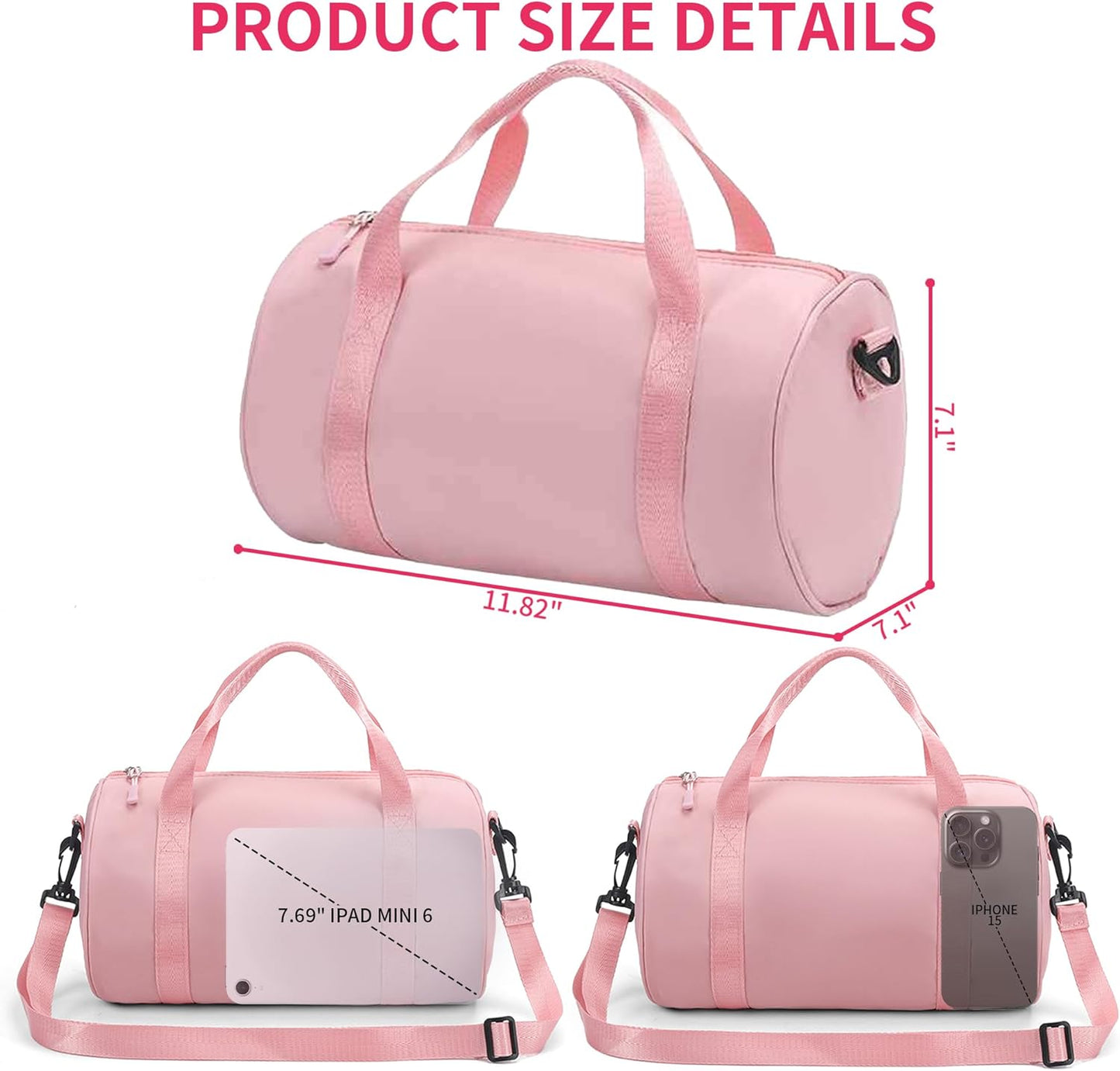 Ballet Dance Bag Mini Gym Bag Lightweight Small Duffle Bag 10L Cute Crossbody Bag for Yoga Swimming Sport (Black)