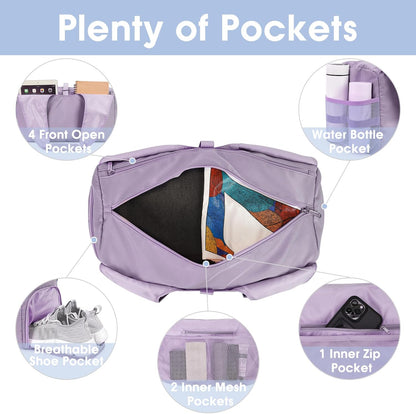 sportsnew Yoga Gym Bags for Women with Shoes Compartment & Wet Dry Storage Pockets & Adjustable Yoga Mat Holder, Patent Pending