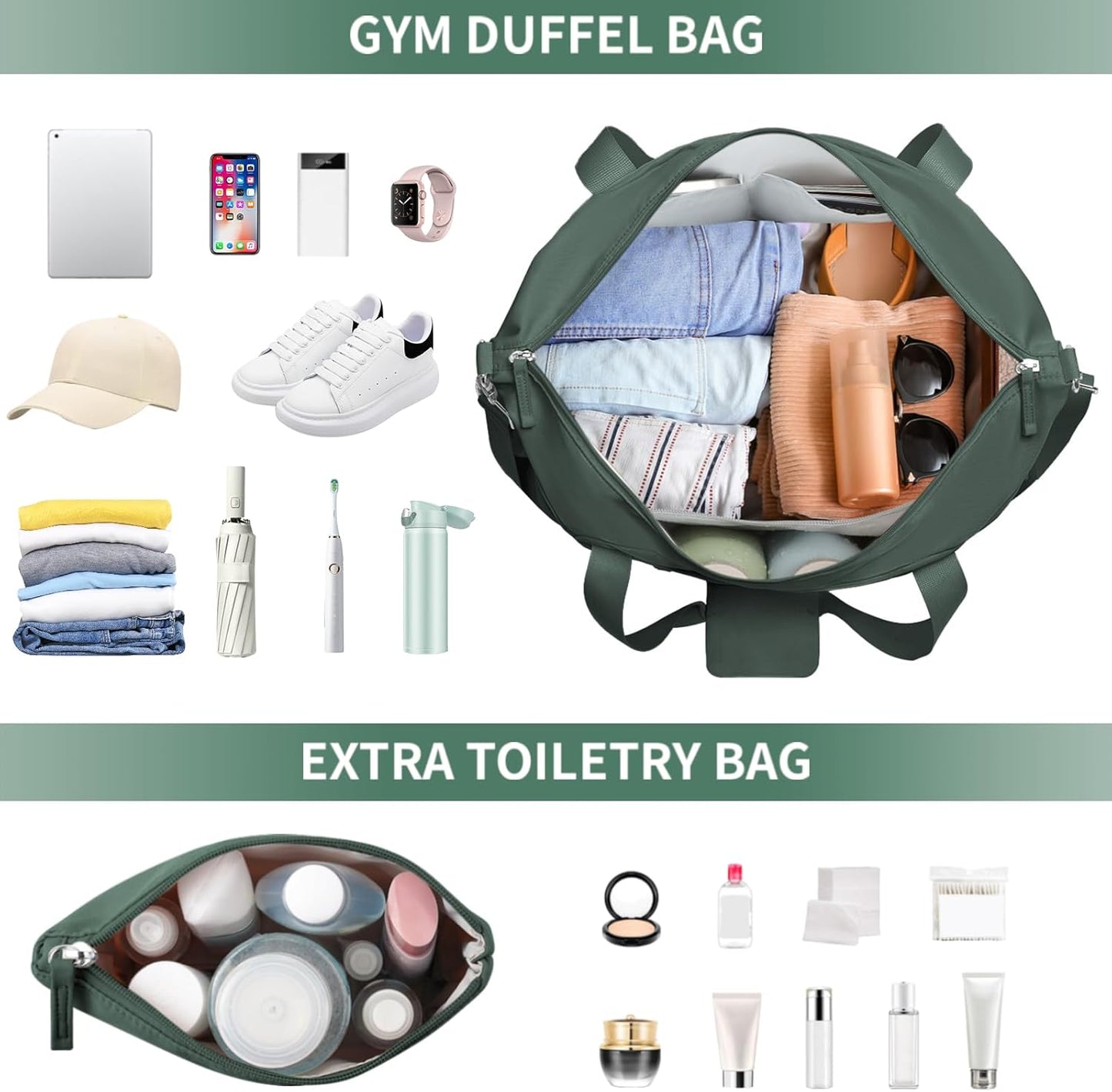 ETRONIK Gym Bag for Women, Personal Item Travel Bag with Shoes Compartment, Weekender Overnight Duffel Bag with Wet Pocket, Carry On Bag for Women, Travel, Gym, Weekend (Beige)