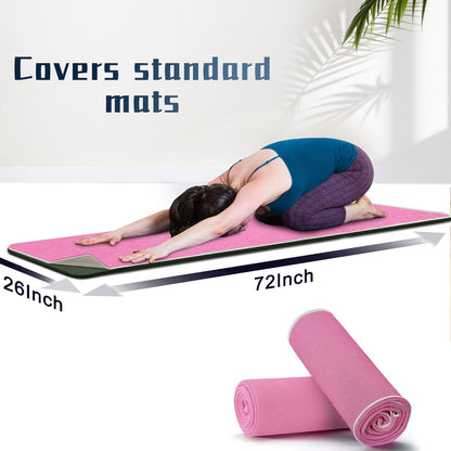 Hot Yoga Towel Non-Slip, 2 Pack Thick & Soft Yoga Mat Towel, Sweat Absorbent, with Grip Dot, 72" x 27", Yoga Towel for Hot Yoga, Pilates, Fitness and Gym Workouts, Light Pink