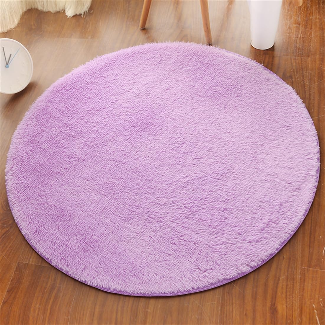 Plush Round Rug Soft Indoor Modern Area Rugs Yoga Mat for Children Bedroom Home Decor Nursery Grey 2 Feet