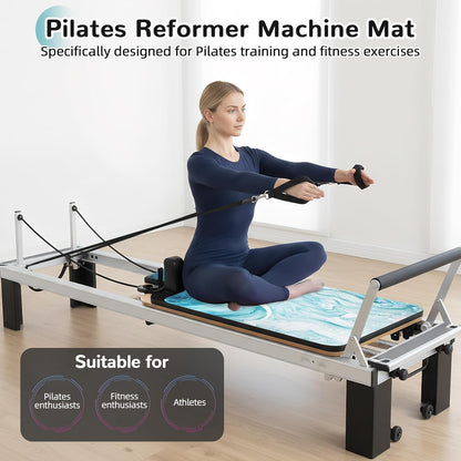 Non Slip Pilates Reformer Mat, Soft Fleece Surface Pilates Towel Mat, Pilates Mat with Multiple Equipment, Lightweight and Foldable, Wicking and Quick Drying for Yoga, Fitness