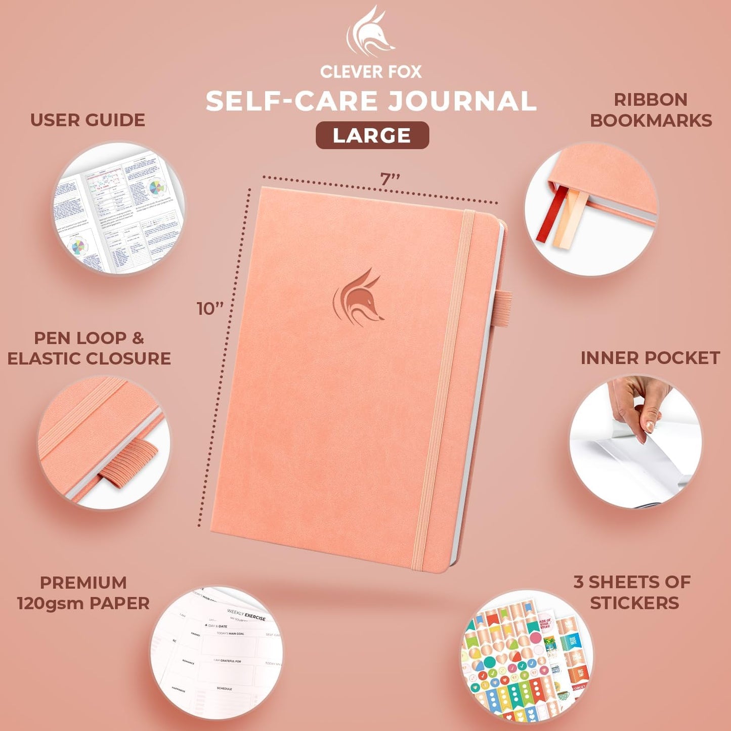 Clever Fox Self-Care Journal – Daily Reflection Notebook – Mental Health & Personal Development Planner, Meditation & Mood Log, A5 (Turquoise)