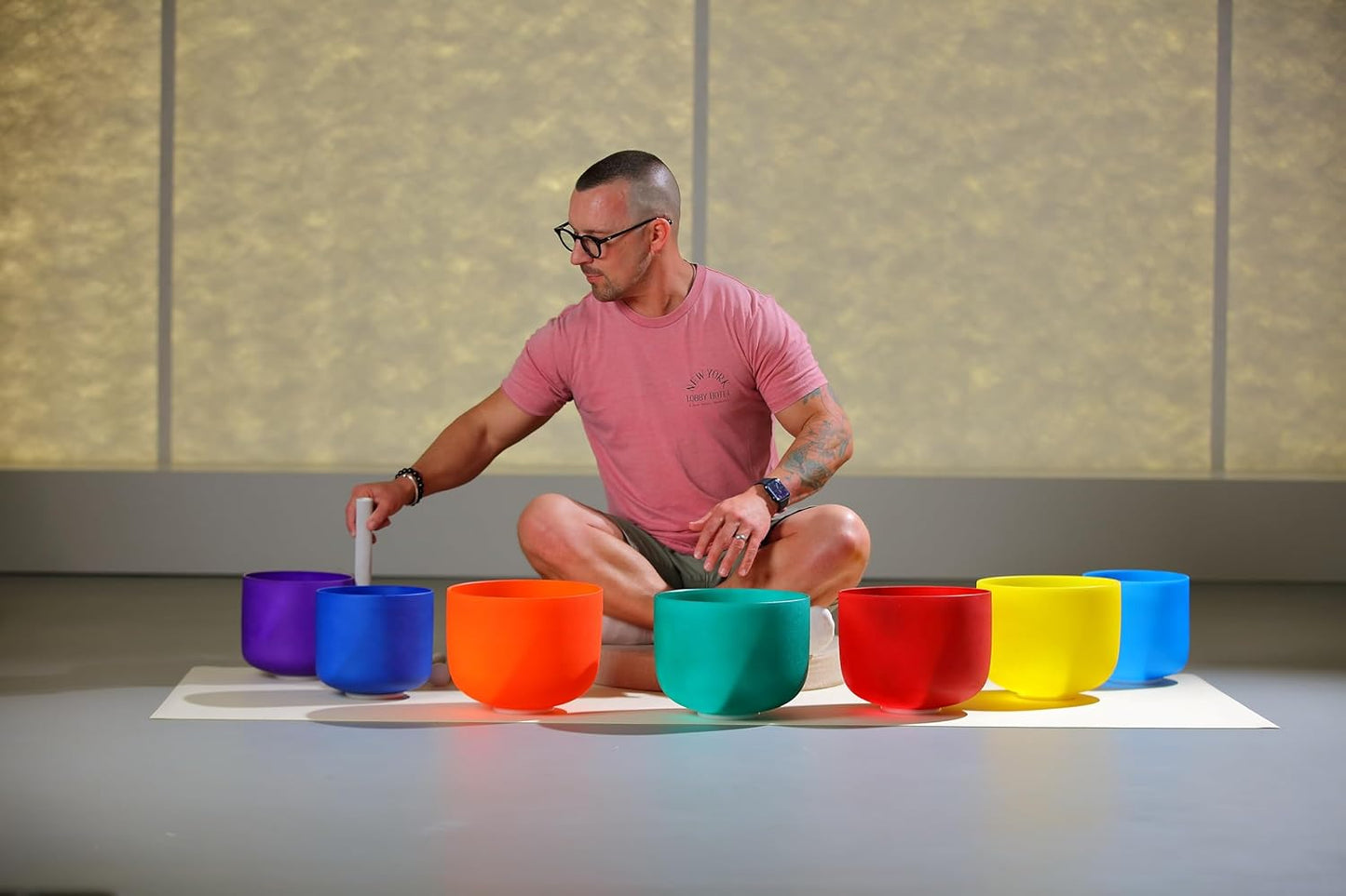 TOPFUND 6-12 inch 432Hz Chakra Set of 7 Crystal Singing Bowls with Heavy Duty Carrying Case and Singing Bowl Mallets