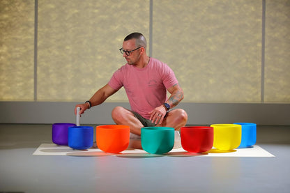TOPFUND 6-12 inch 432Hz Chakra Set of 7 Crystal Singing Bowls with Heavy Duty Carrying Case and Singing Bowl Mallets