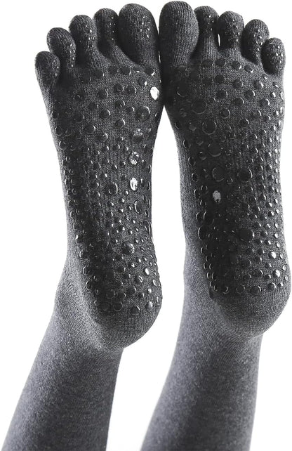 Verdancy Yoga Pilates Toe Socks - Toeless With Grips for Women, Non-Slip Cushioned Over Knee Thigh High