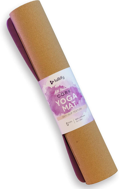 Lullify Premium Cork Yoga Mat | Non Slip and Built To Last Through Hot Yoga Or Exercise Class | Biodegradable and Built With Sustainable Materials | Carrying Strap Included
