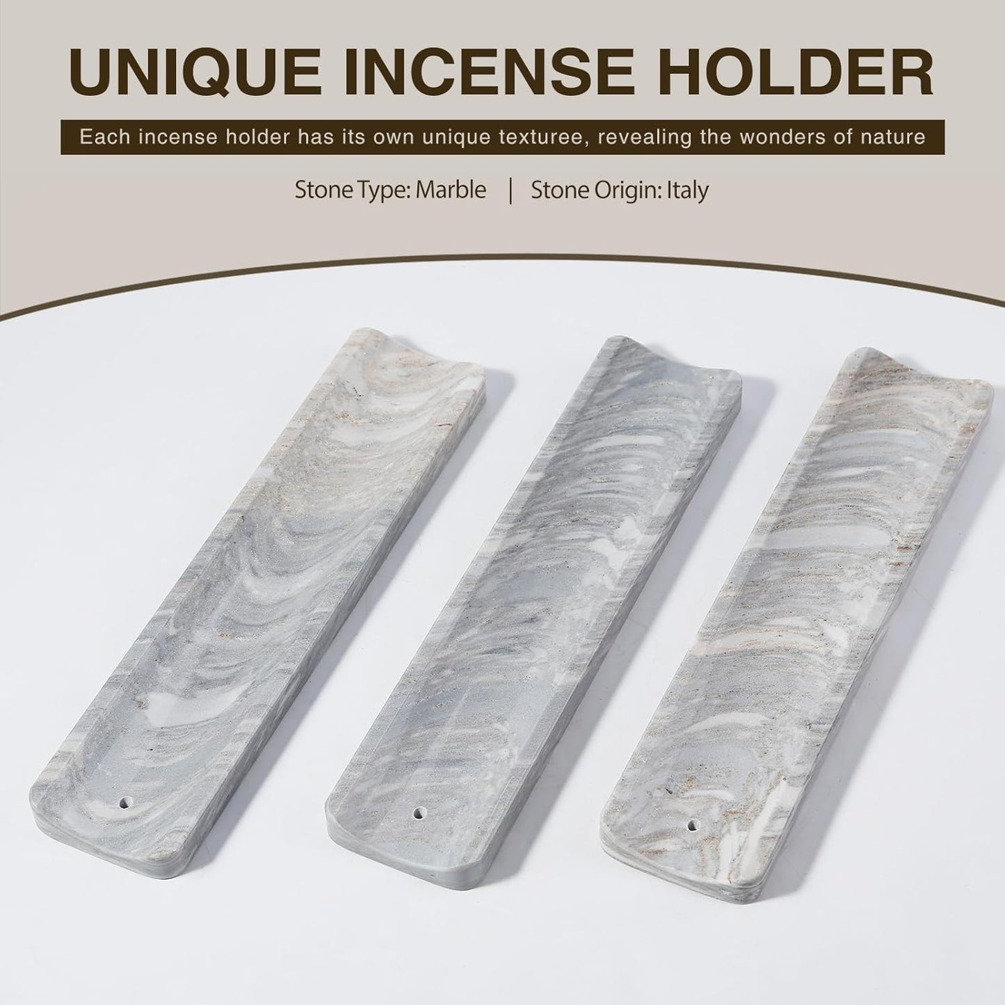 Koville Marble Incense Holder, Incense Holder for Sticks, Incense Sticks Holder Ash Catcher for Meditation Yoga SPA, Natural Stone Incense Burner, Home Table Decor (Green)