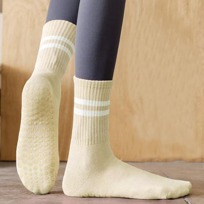 Tergy 8 Pairs Long Yoga Socks with Grip for Women Anti Skid Gripper Socks No Slip Socks for Pilates, Barre, Dance,Yoga
