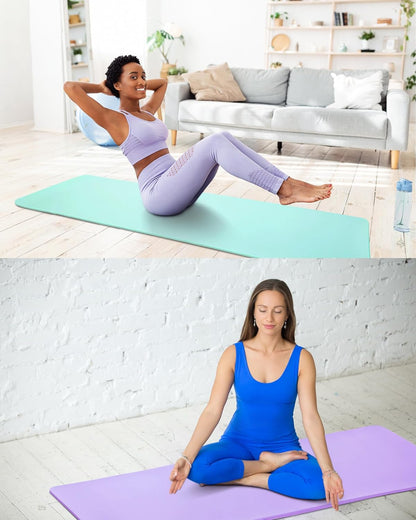 Woanger Yoga Mats (72x24) 3/8 Inch Thick Exercise Yoga Mat for Home Workout with Strap Non Slip Pilates Gym Supplies for Women Men