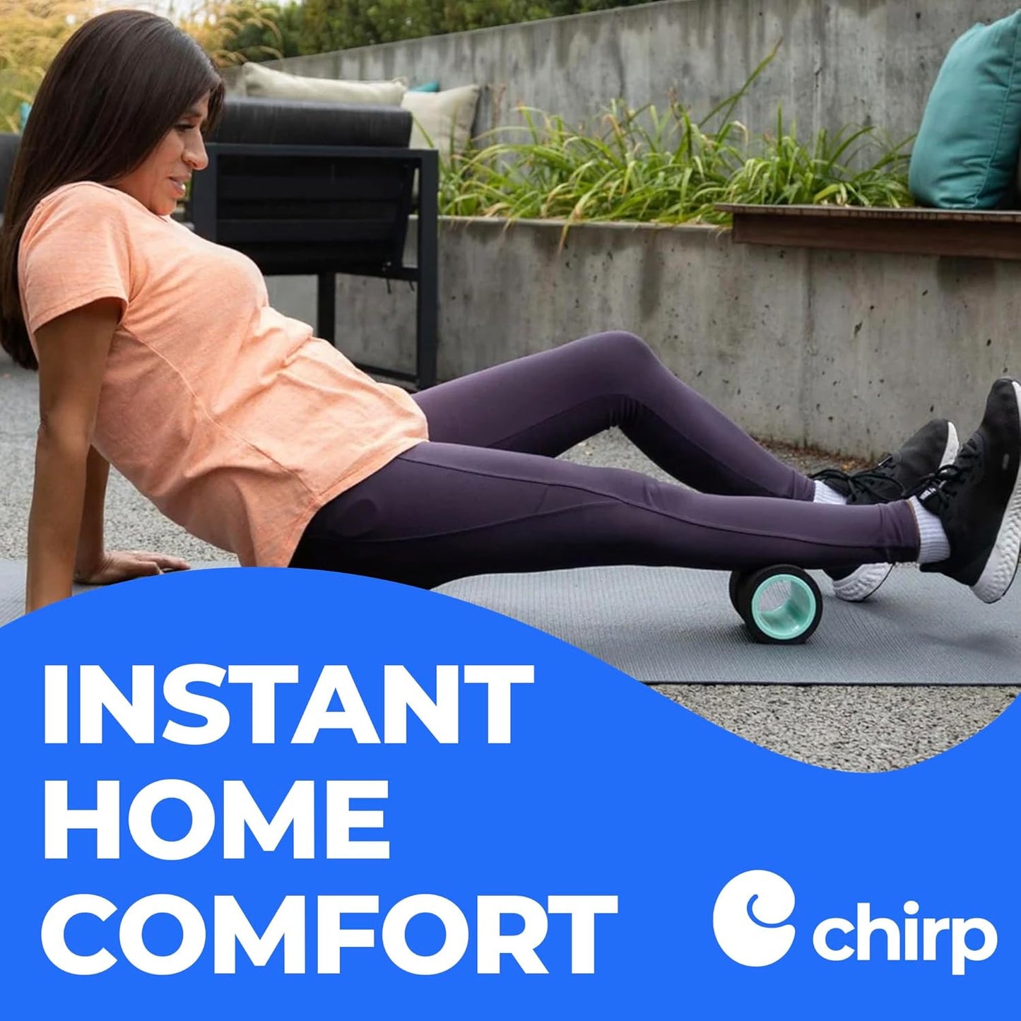 Chirp Wheel Foam Roller – Targeted Back & Neck Relief, Lumbar Spine Stretcher, Spinal Decompression Back Stretcher, Massage Roller with Density Foam for Physical Therapy, Supports 500lbs, 4-Pack Black