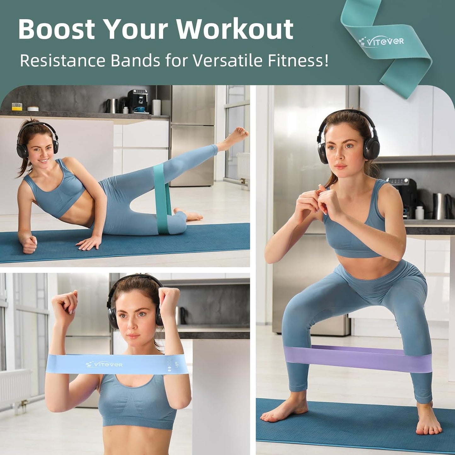Booty Bands Set, Resistance Bands for Working Out, Exercise Bands for Women and Men Legs and Butt, Stretch Bands for Pilates, Yoga Starter Set