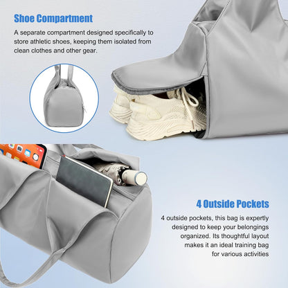 forestfish Yoga Gym Bag for Women with Shoes Compartment & Wet Dry Storage Pockets Lightweight Duffel Bag, Beige