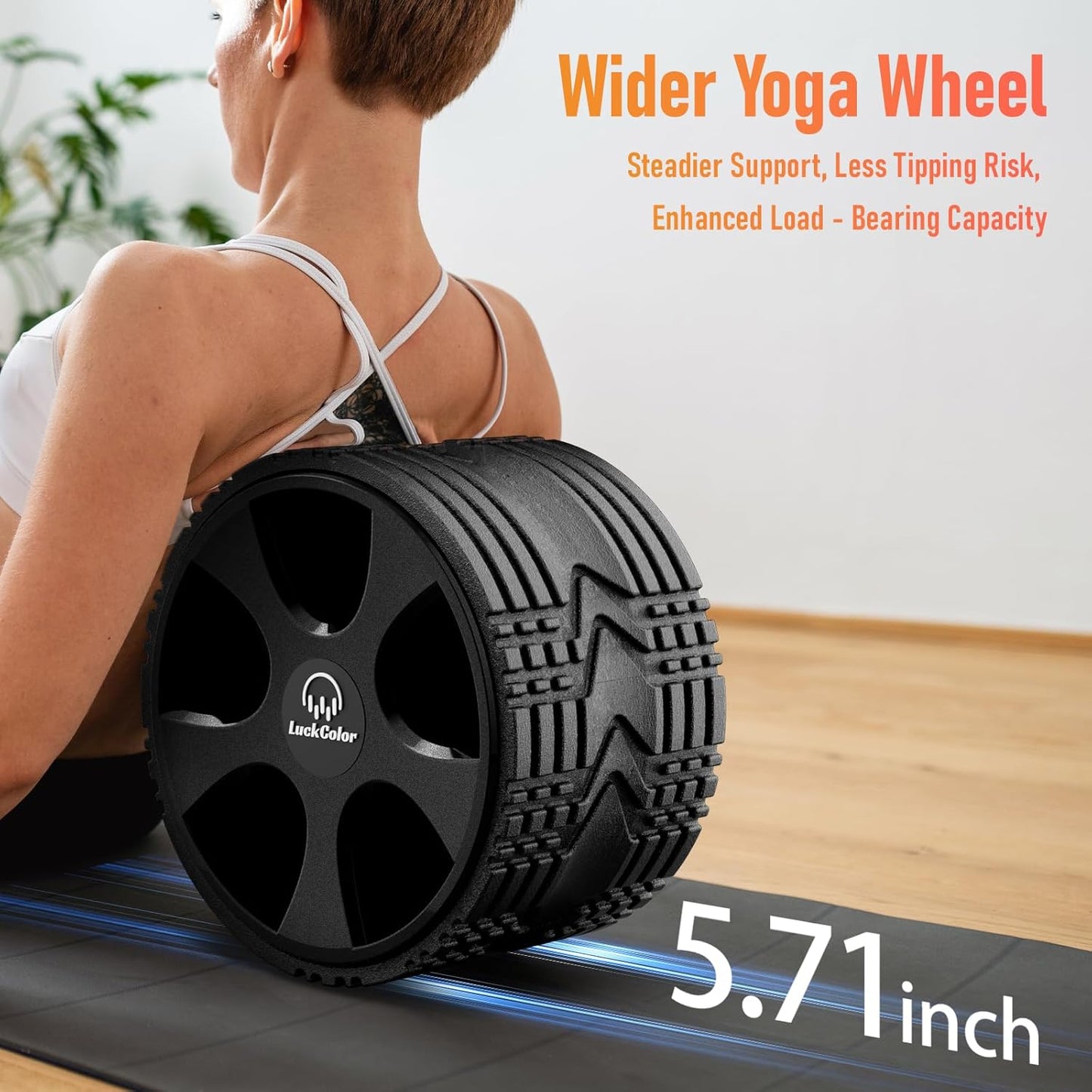 Back Roller, Back Wheel Targeted Back Pain Relief, Yoga Wheel Muscle Massage, Foam Roller for Trigger Point Therapy Physical, Stretching & Exercise, 880lbs Capacity, 10 Inch (Black+Acid Blue)