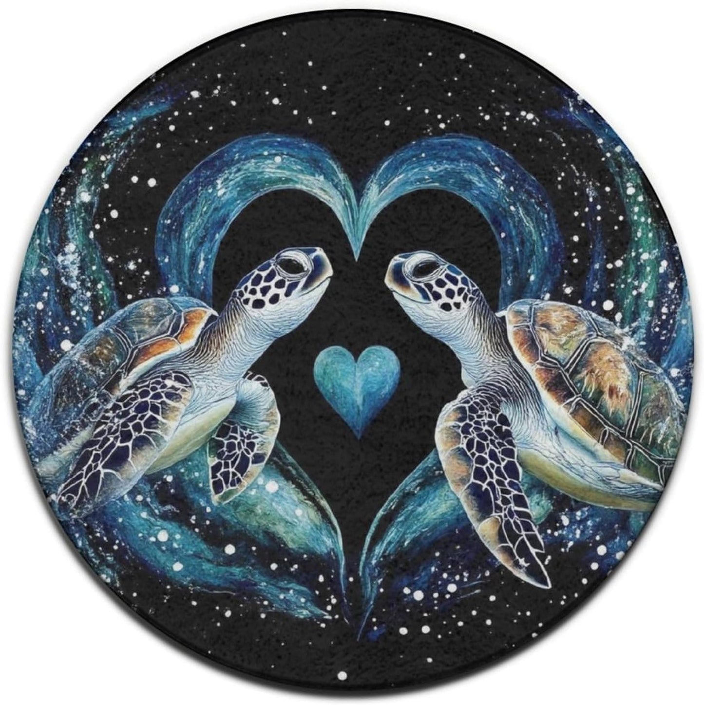 Room Sofa Yoga Soft Round Carpet, Home Decor Non Slip Kitchen Office Circle Rug, Machine Washable Modern Round Area Rug Beach Turtles, 60inch