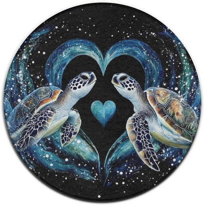 Room Sofa Yoga Soft Round Carpet, Home Decor Non Slip Kitchen Office Circle Rug, Machine Washable Modern Round Area Rug Beach Turtles, 60inch